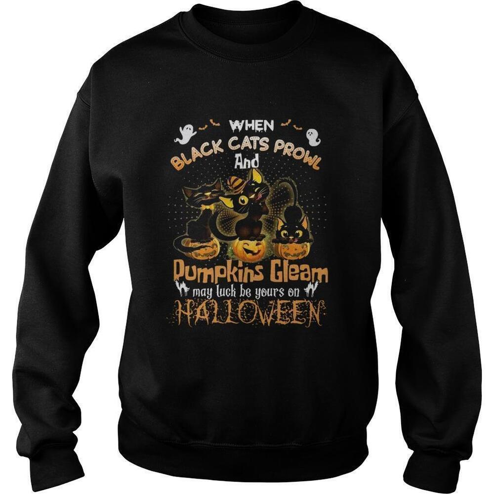 When Black Cats Prowl And Pumpkins Gleam May Luck Be Yours Sweatshirt